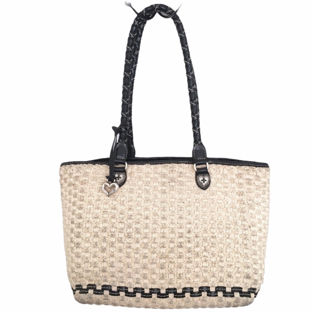 BRIGHTON Light Straw & Brown Trim Bag Beach Bag